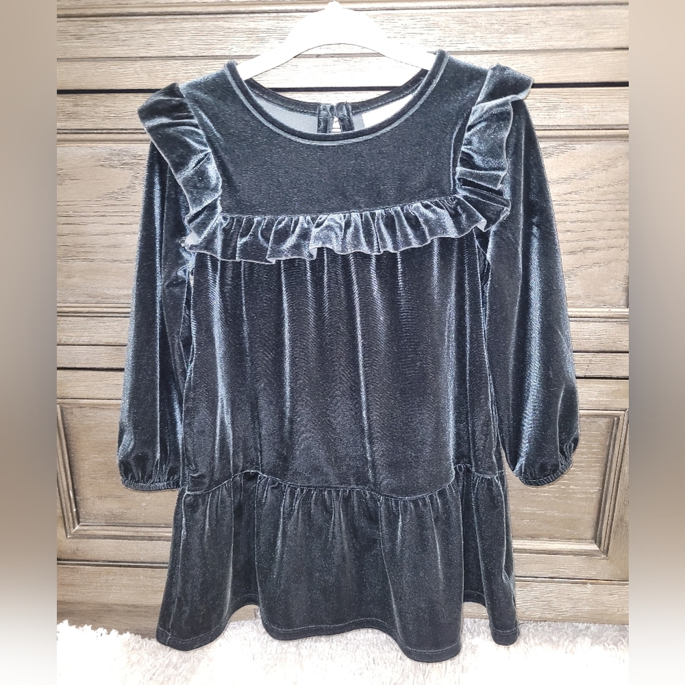 Cat & Jack Hunter Green Velvet Kids Dress